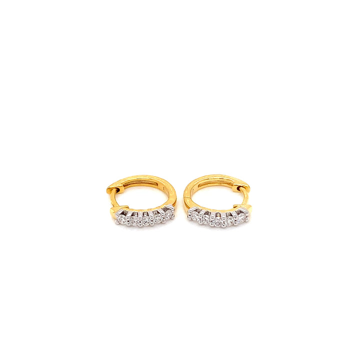 14K YG Huggie Diamond Earring-1pair