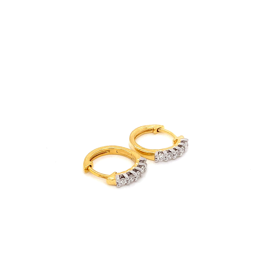 14K YG Huggie Diamond Earring-1pair