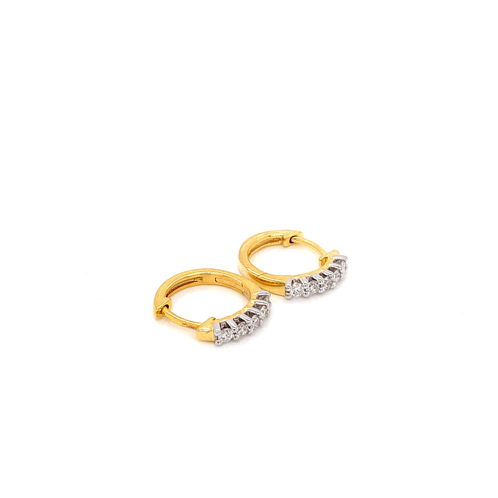 14K YG Huggie Diamond Earring-1pair