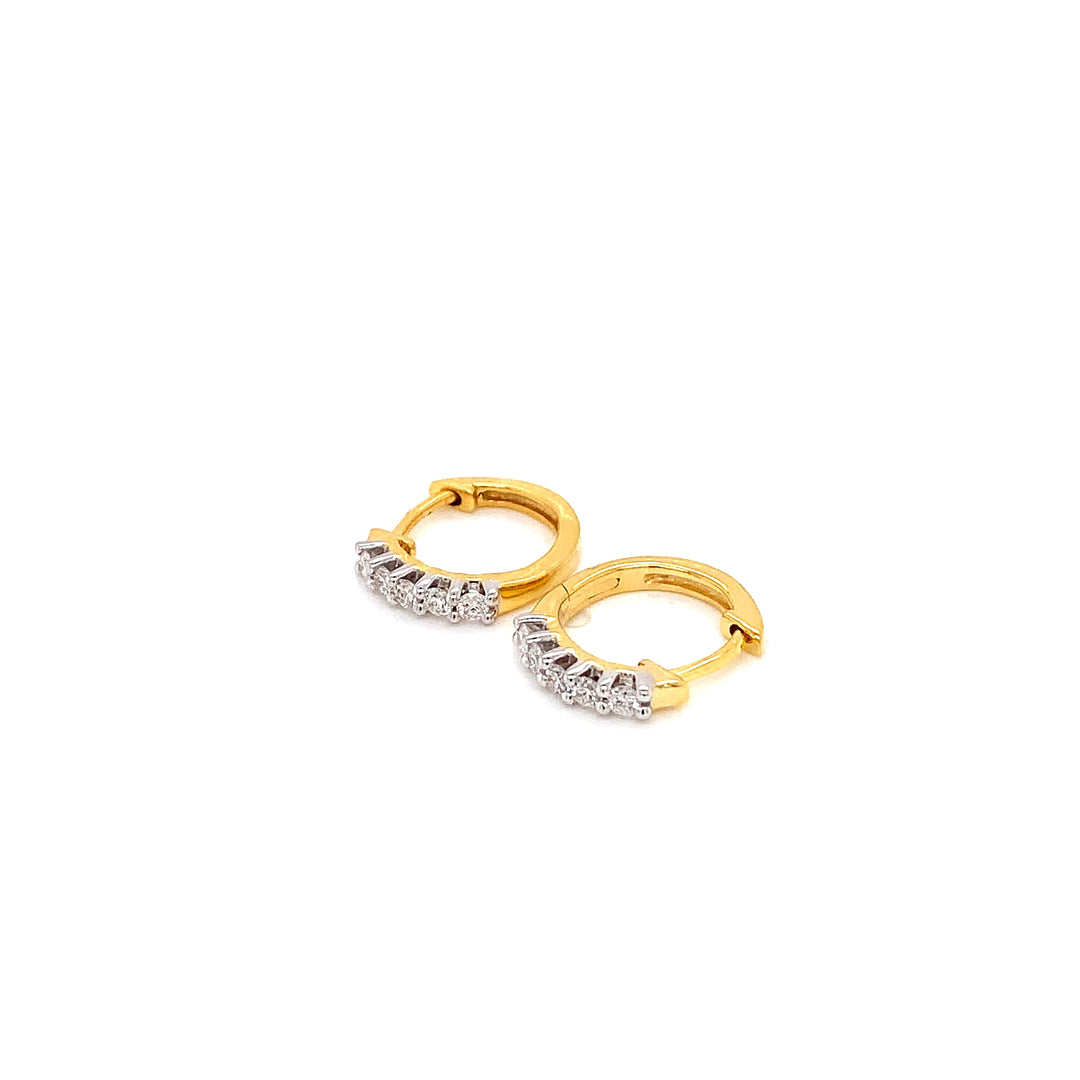 14K YG Huggie Diamond Earring-1pair