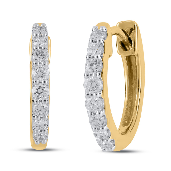 14K YG Huggie Diamond Earring-1pair