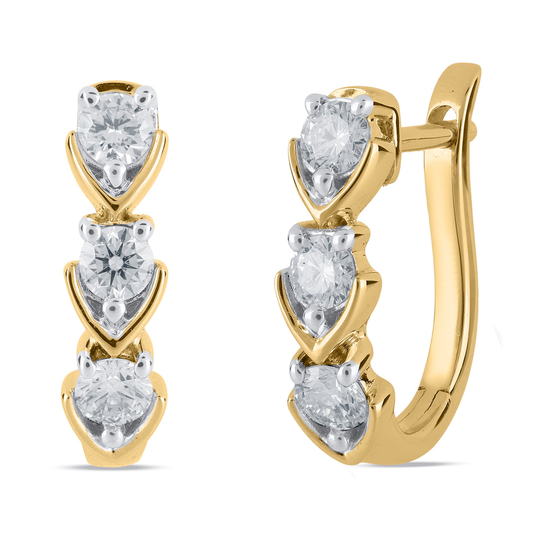 14K YG Huggie Diamond Earring-1pair