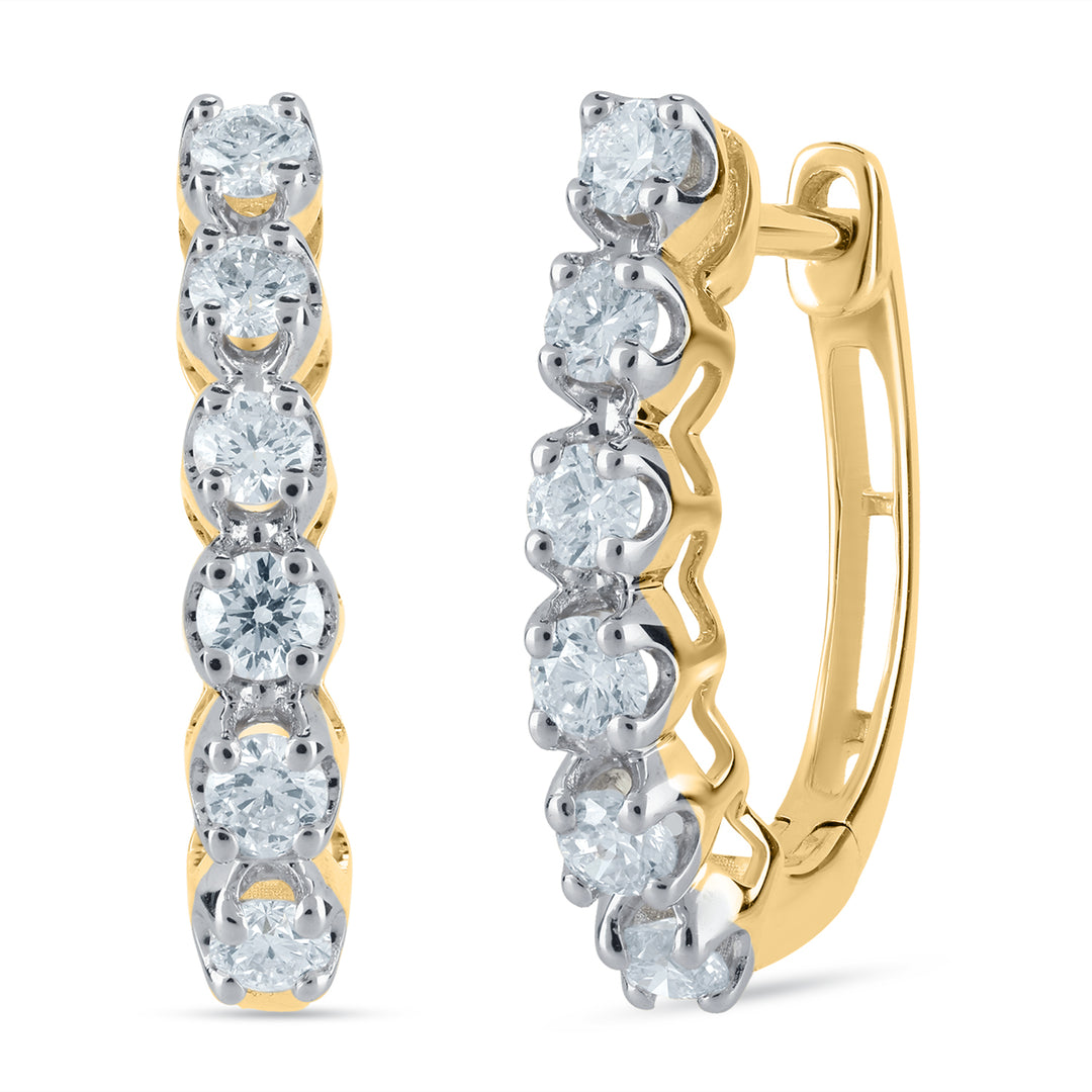 14K YG Huggie Diamond Earring-1pair