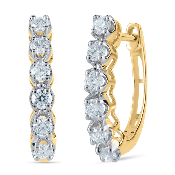14K YG Huggie Diamond Earring-1pair