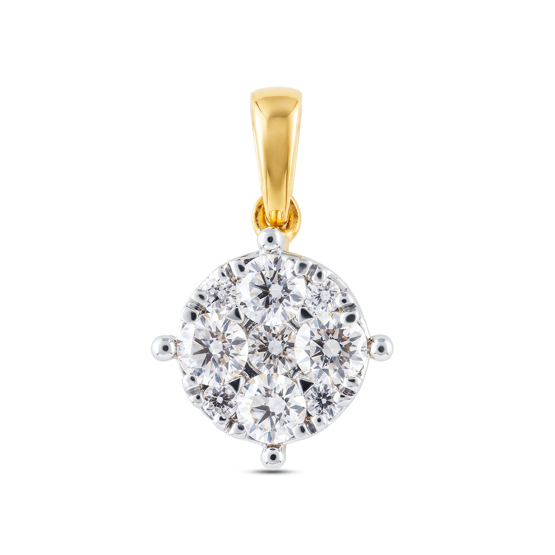 14K YG Cluster Diamond Pendant-1pc
