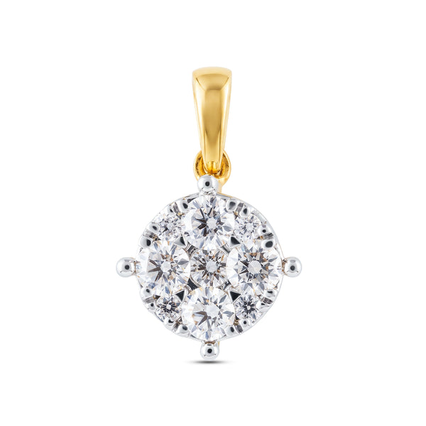 14K YG Cluster Diamond Pendant-1pc
