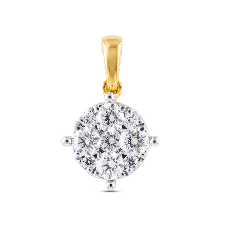 14K YG Cluster Diamond Pendant-1pc