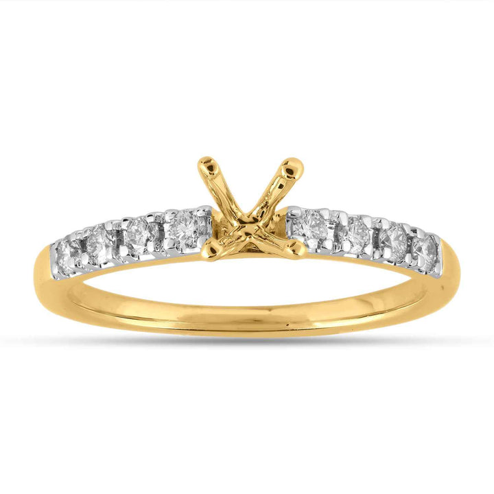 14K YG Solitaire with side Diamond Ring-1pc