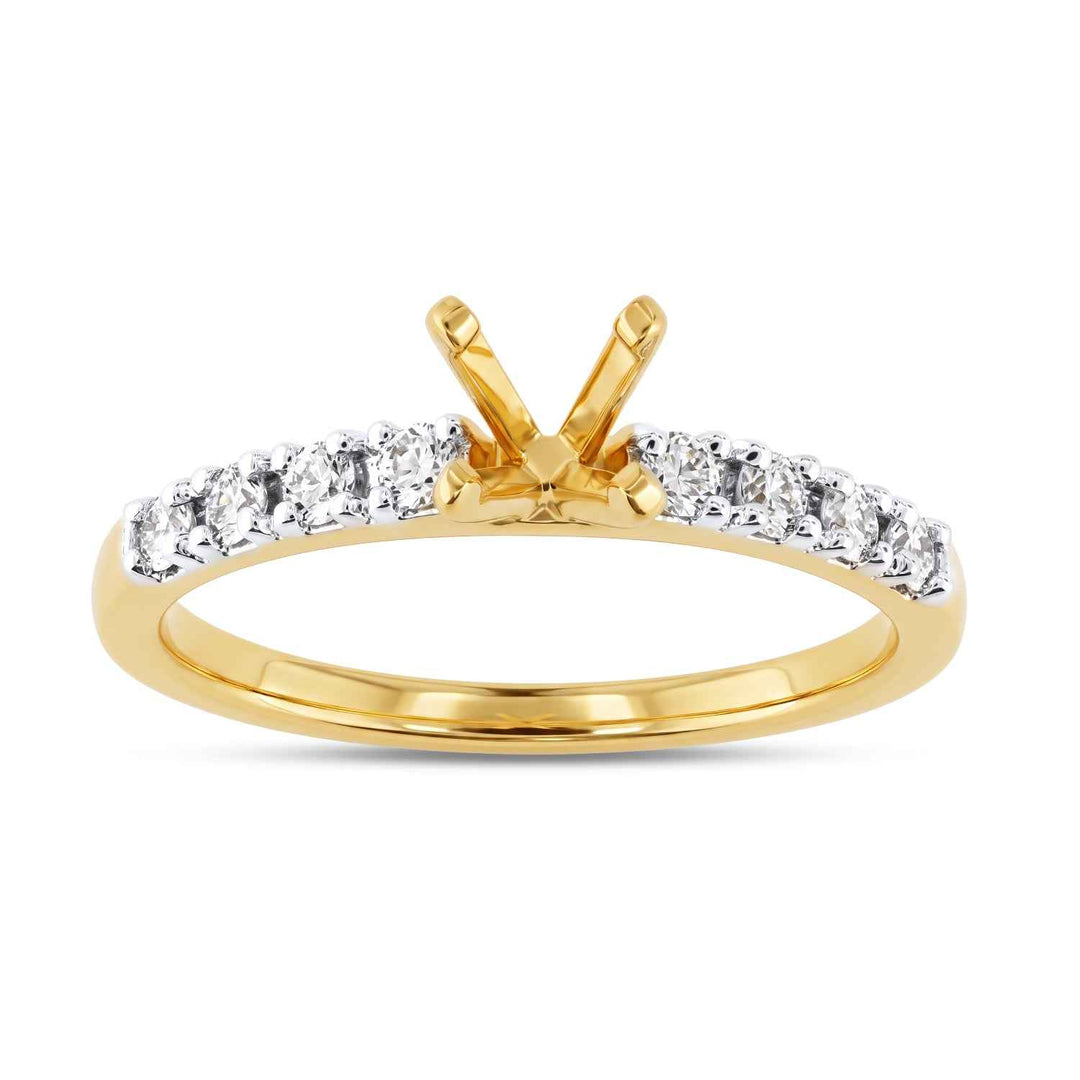 14K YG Solitaire with side Diamond Ring-1pc