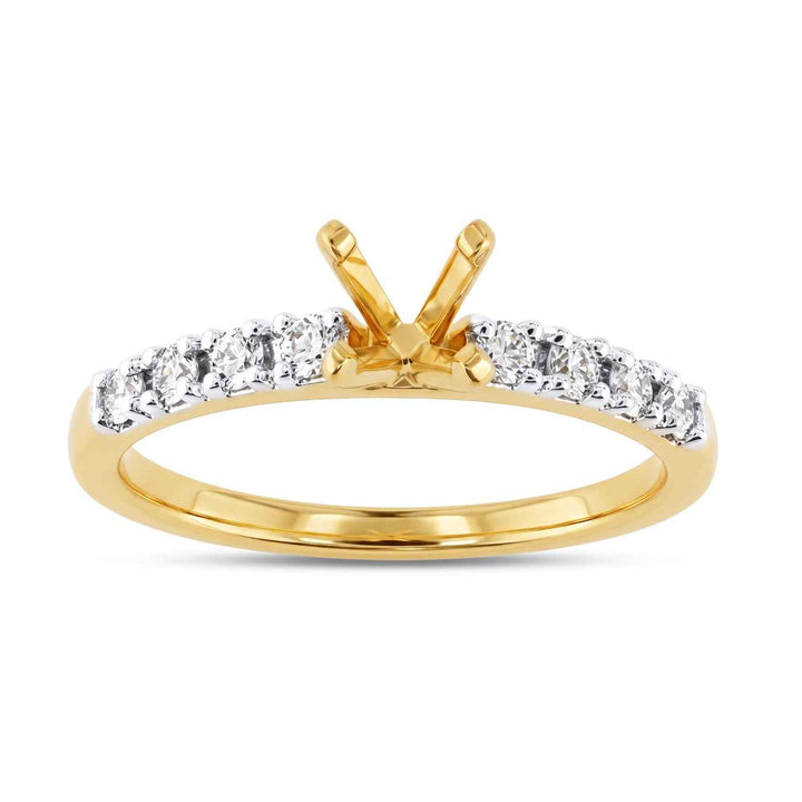 14K YG Solitaire with side Diamond Ring-1pc
