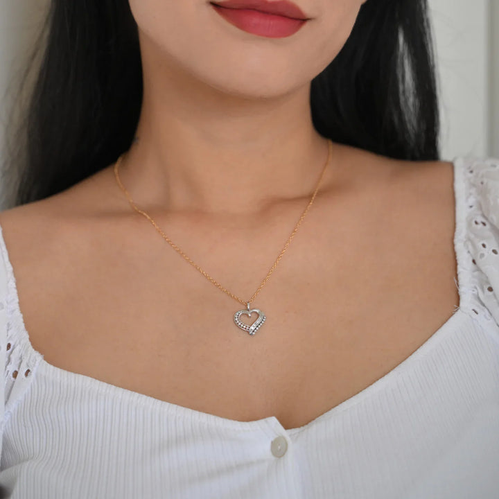 18K WG Heart Diamond Pendant-1Pc
