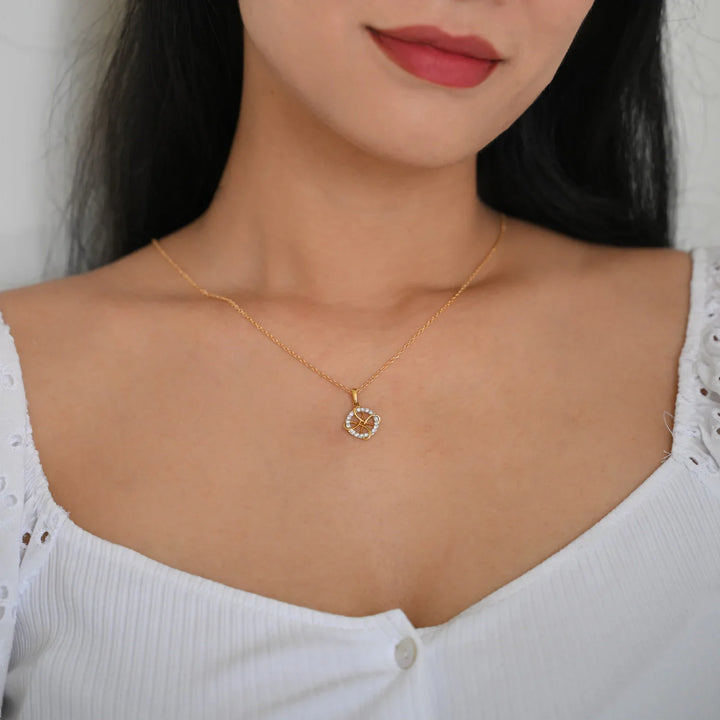 18K YG Circle Diamond Pendant-1pc