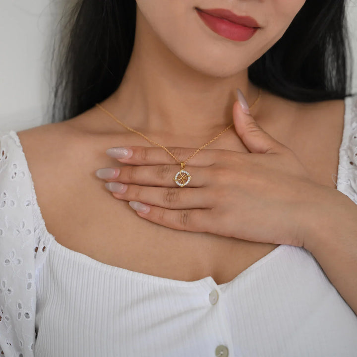 18K YG Circle Diamond Pendant-1pc