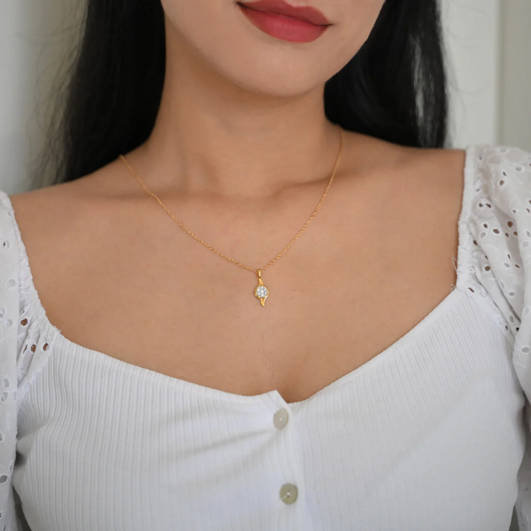 18K YG Pressure Set Diamond Pendant-1pc