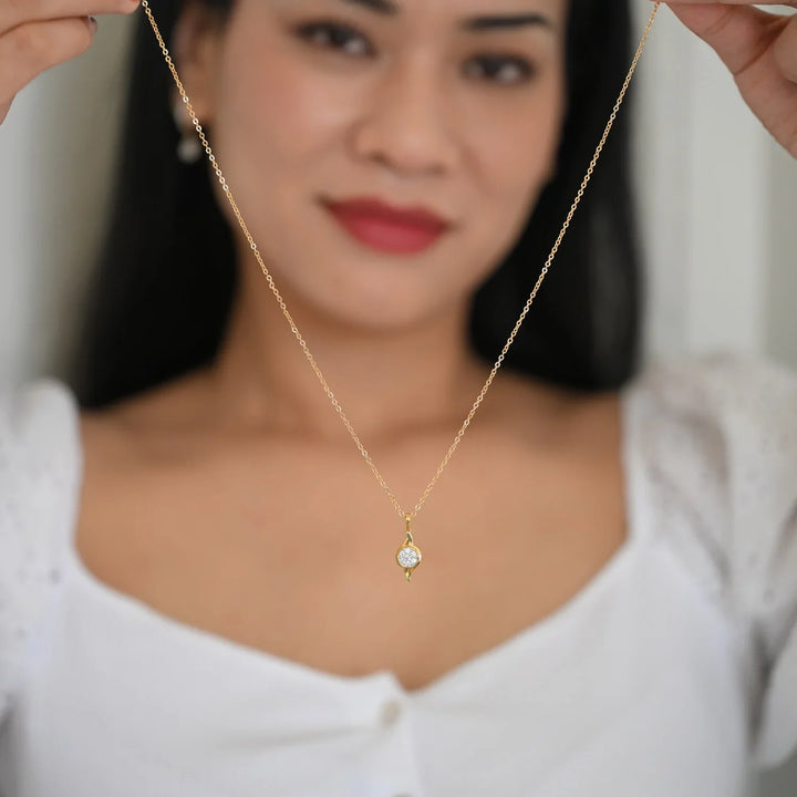 18K YG Pressure Set Diamond Pendant-1pc