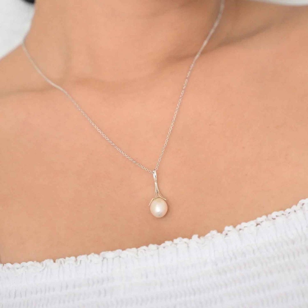 Sterling Silver Necklace with Fresh Water Pearl-1pc