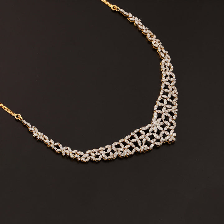 9K YG  Princess Diamond Necklace with 18K Chain-1pc