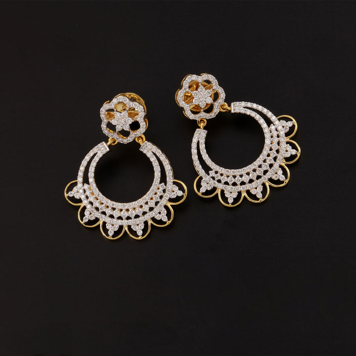 9K YG Women Ramleela Diamond Earring- 1pair