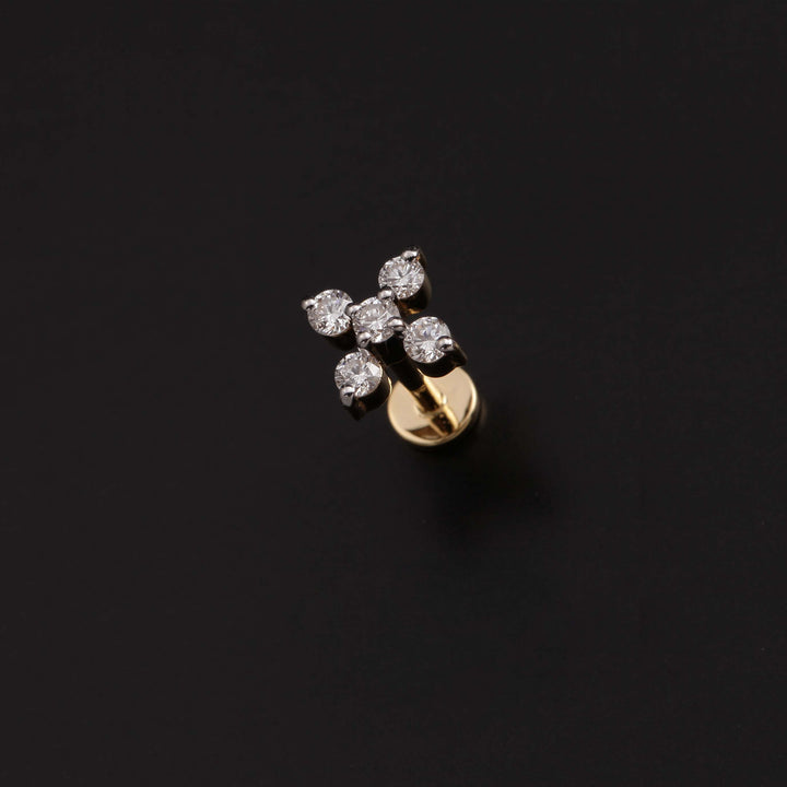 14K YG Flower Diamond Nosepin- 1pc