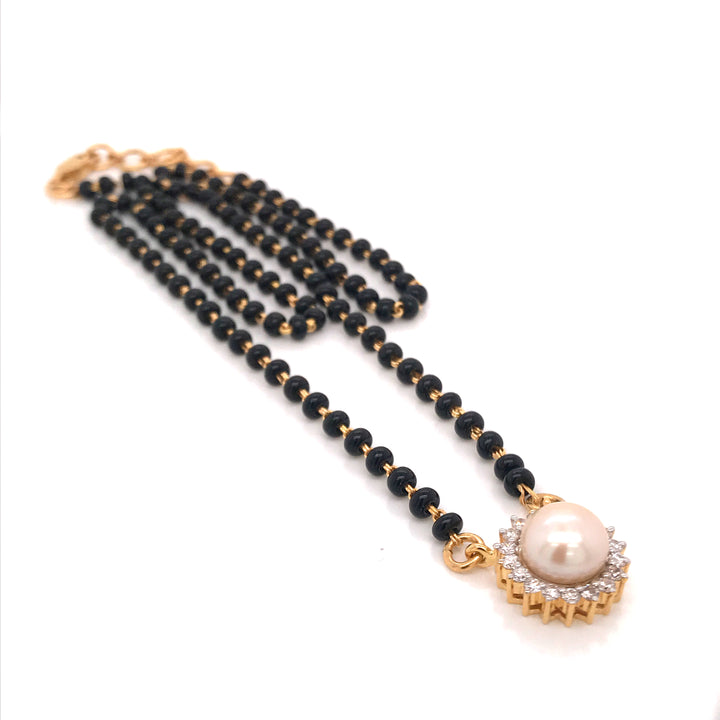 18K YG Fancy Diamond, Pearl Mangalsutra- 1pc