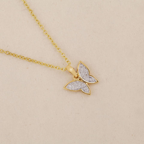 18K YG Butterfly Diamond Pendant-1pc