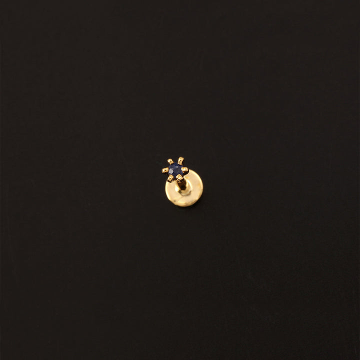 14K YG Solitaire Blue Sapphire Nosepin-1pc