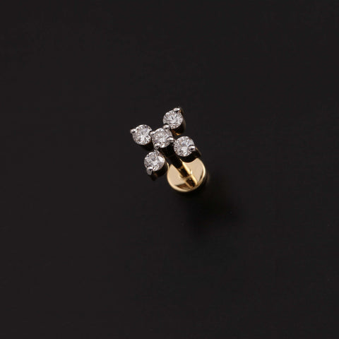 14K YG Flower Diamond Nosepin-1pc
