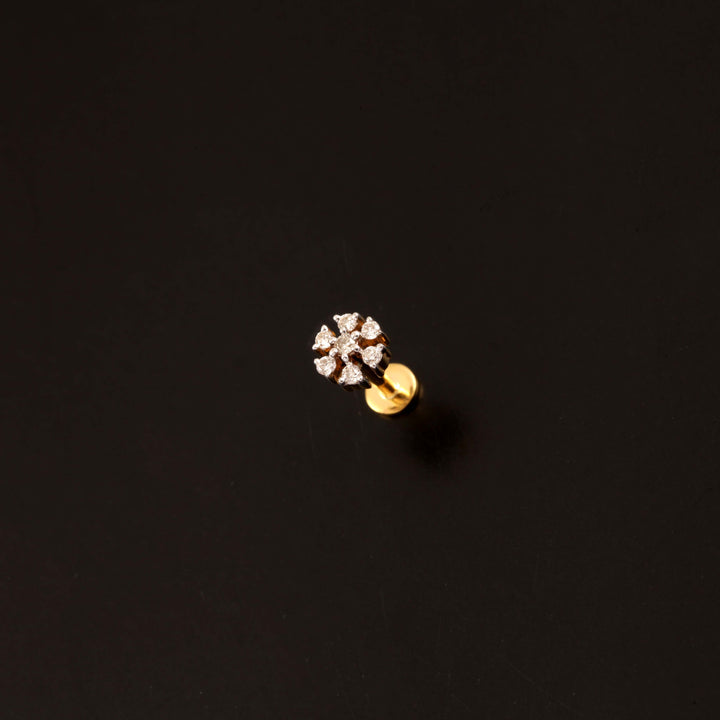 14K YG Flower Diamond Nosepin- 1pc