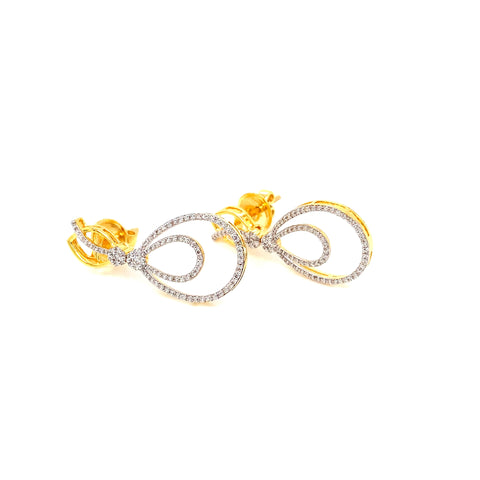 14K YG Drop Diamond Earring-1pair