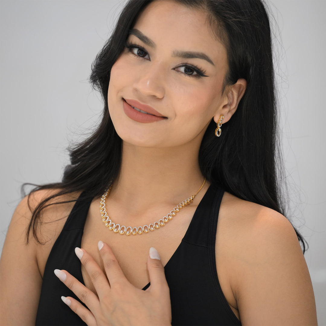 9K YG Princess Diamond Necklace- 1pc