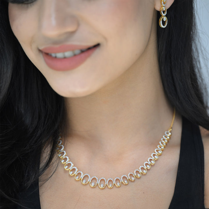 9K YG Princess Diamond Necklace- 1pc