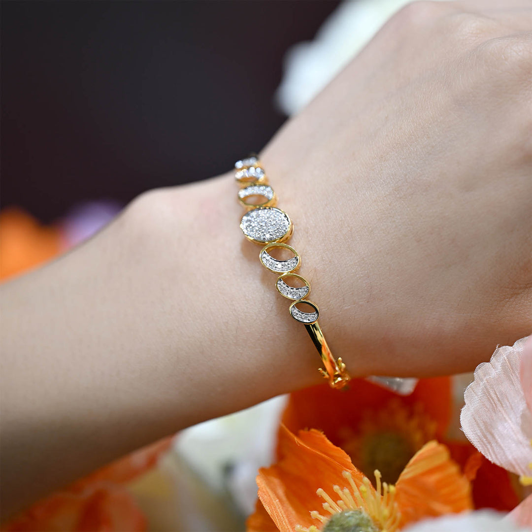 14K YG Screw Diamond Bangle- 1pc