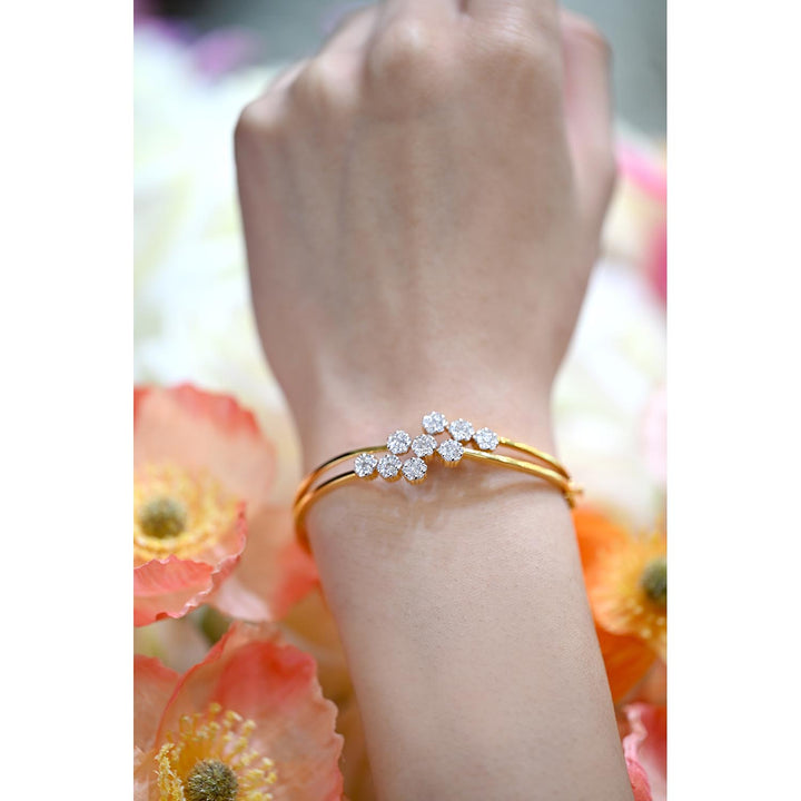 14K YG Screw Diamond Bangle- 1pc