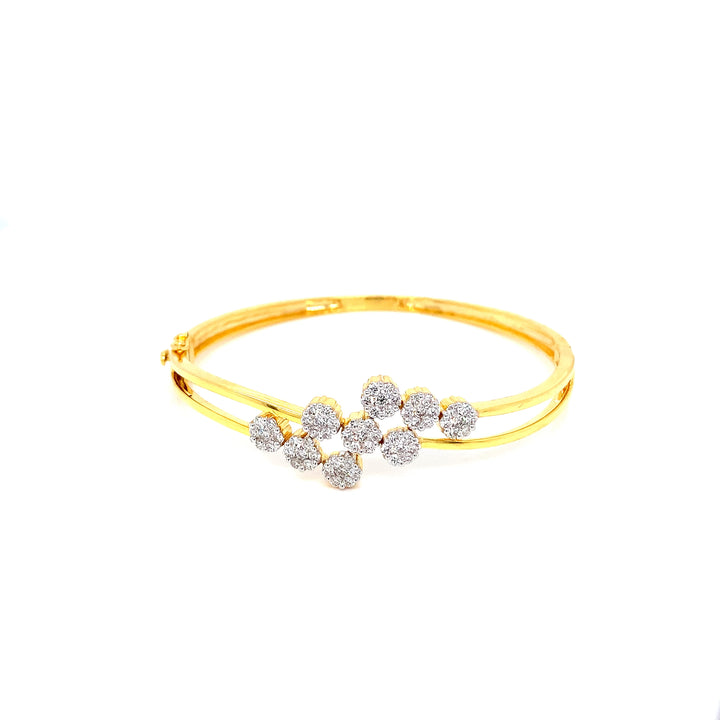14K YG Screw Diamond Bangle-1pc