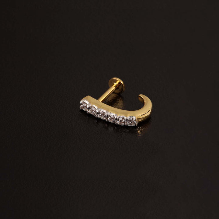 14K YG Huggie Diamond Nosepin- 1pc