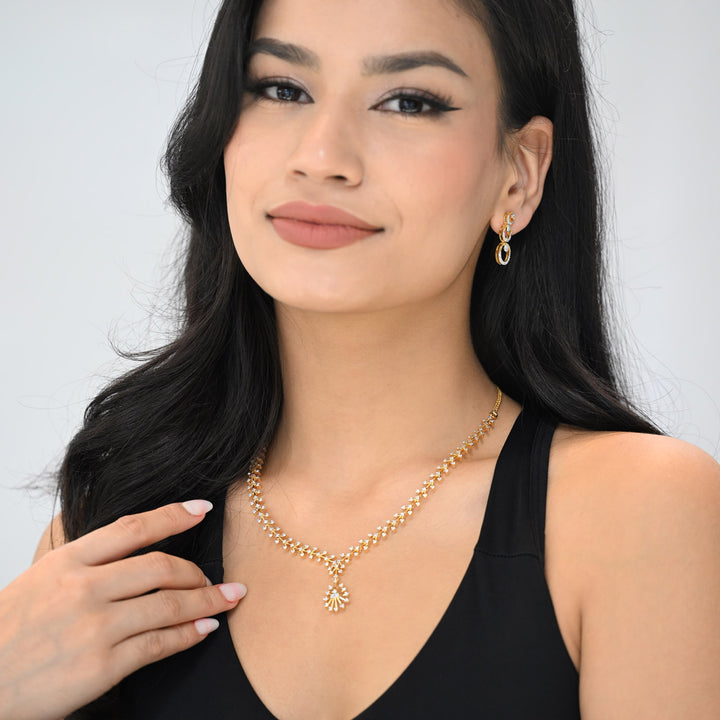 9K YG Princess Diamond Necklace- 1pc