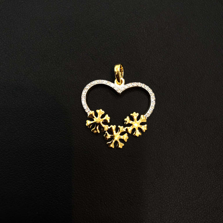 18K YG Heart Diamond Pendant-1pc
