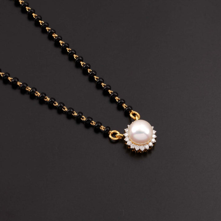 18K YG Fancy Diamond with Pearl Mangalsutra- 1pc