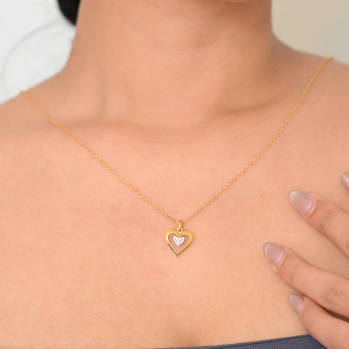 18K YG Diamond Heart Pendant-1pc