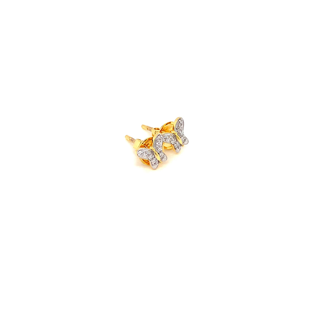 14K YG Butterfly Diamond Earring- 1pair