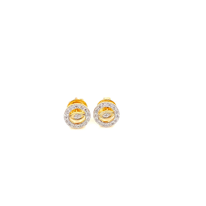 14K YG Cluster Diamond Earring- 1pair