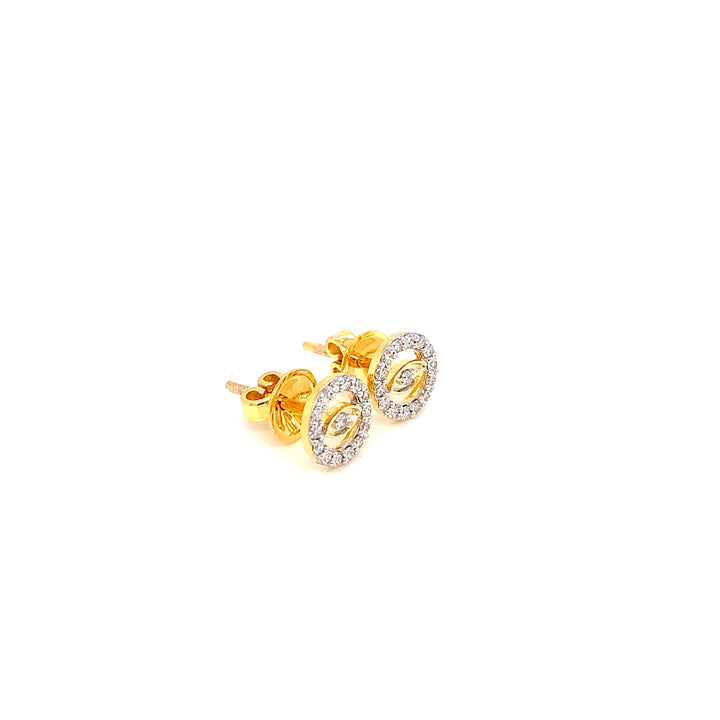 14K YG Cluster Diamond Earring- 1pair