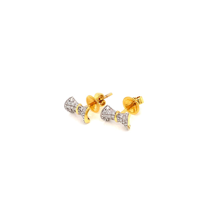 14K YG Bow Diamond Earring- 1pair