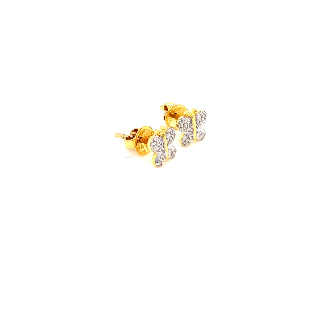 14K YG Butterfly Diamond Earring- 1pair