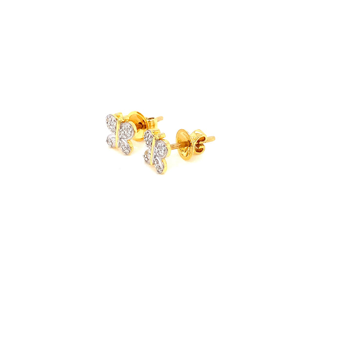 14K YG Butterfly Diamond Earring- 1pair