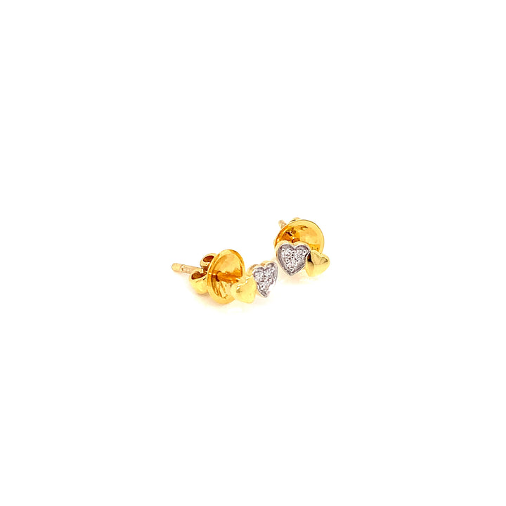 14K YG Heart Diamond Earring- 1pair