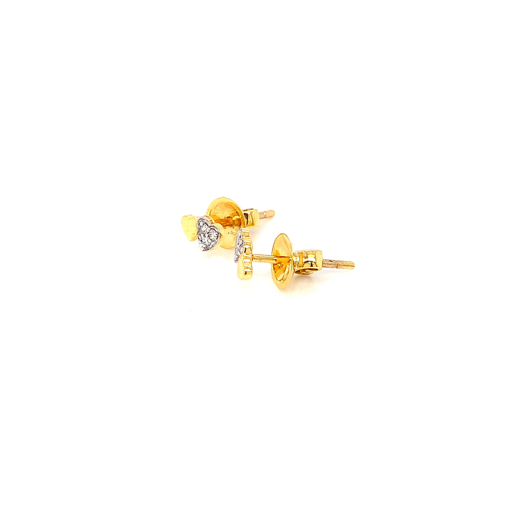 14K YG Heart Diamond Earring- 1pair