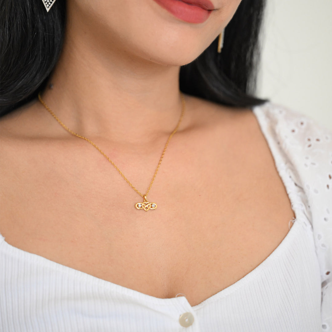 18K YG Women Diamond Infinity Pendant-1pc