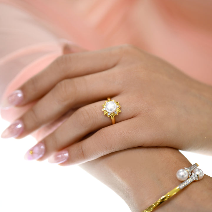 14K YG Cluster Diamond with FWP Ring- 1pc