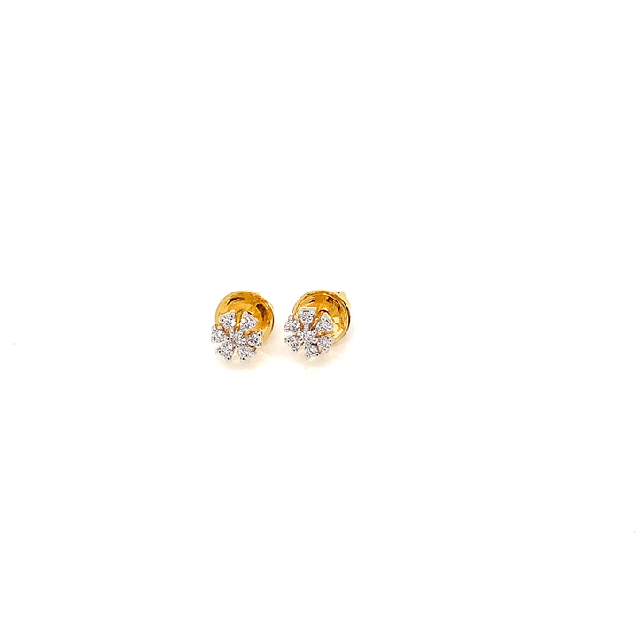 14K YG Flower Diamond Earring- 1pair
